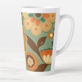 かわいいレトロなヴィンテージの花 カフェラテマグ