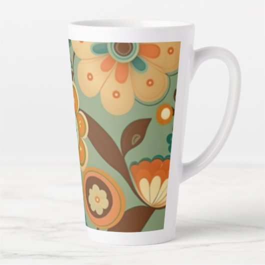 かわいいレトロなヴィンテージの花 カフェラテマグ (右)