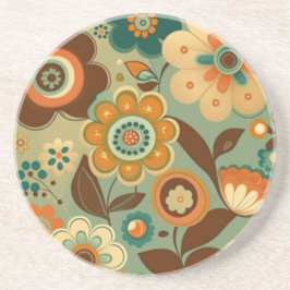 かわいいレトロなヴィンテージの花 コースター