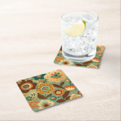 かわいいレトロなヴィンテージの花 スクエアペーパーコースター (インサイチュ)