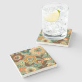 かわいいレトロなヴィンテージの花 ストーンコースター (横)