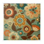 かわいいレトロなヴィンテージの花 タイル (正面)