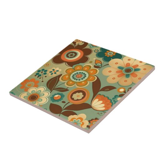 かわいいレトロなヴィンテージの花 タイル (側面)