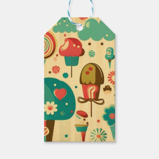 かわいいレトロなヴィンテージアイスクリーム ギフトタグ (正面)
