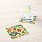 かわいいレトロなヴィンテージアイスクリーム スクエアペーパーコースター (インサイチュ)