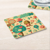 かわいいレトロなヴィンテージアイスクリーム スクエアペーパーコースター (アングル)