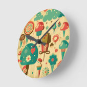 かわいいレトロなヴィンテージアイスクリーム ラウンド壁時計 (傾斜)