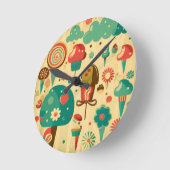 かわいいレトロなヴィンテージアイスクリーム ラウンド壁時計 (傾斜)