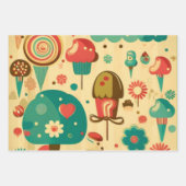 かわいいレトロなヴィンテージアイスクリーム ラッピングペーパーシート (正面3)