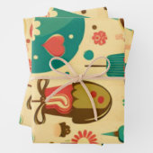 かわいいレトロなヴィンテージアイスクリーム ラッピングペーパーシート (インサイチュ)