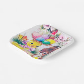 かわいいレトロなヴィンテージイースターのバニーヒヨパーティー ペーパープレート (傾斜あり)