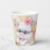 かわいいレトロなヴィンテージイースターバニーパーティー  紙コップ (正面)