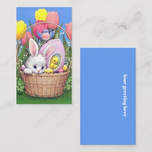 かわいいレトロなヴィンテージイースターバニーホリデー 名刺 (正面/裏面)