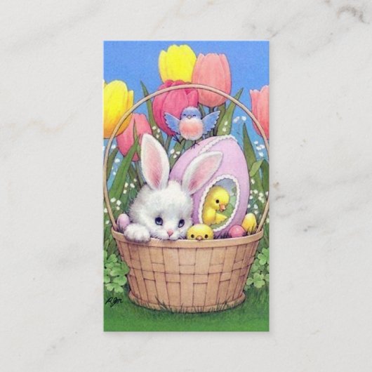 かわいいレトロなヴィンテージイースターバニーホリデー 名刺 (正面)