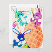 かわいいレトロなヴィンテージイースターバニー ポストカード (正面/裏面)