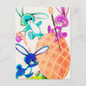 かわいいレトロなヴィンテージイースターバニー ポストカード (正面)