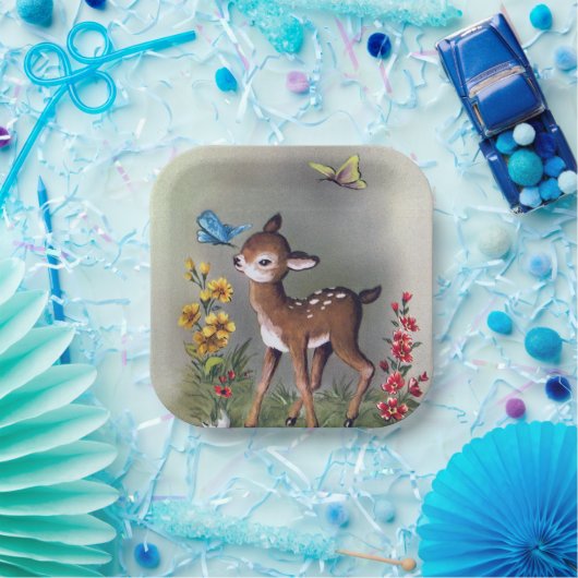 かわいいレトロなヴィンテージイースター鹿パーティー ペーパープレート (パーティー)