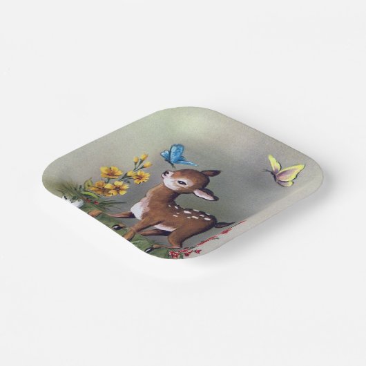 かわいいレトロなヴィンテージイースター鹿パーティー ペーパープレート (傾斜あり)