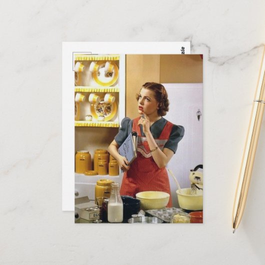 かわいいレトロなヴィンテージキッチン ポストカード (正面/裏面インサイチュ)