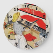 かわいいレトロなヴィンテージキッチン ラージ壁時計 (正面)