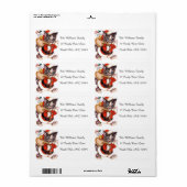 かわいいレトロなヴィンテージクリスマス猫 ラベル (フルシート)