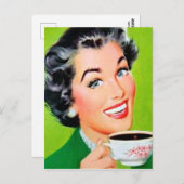 かわいいレトロなヴィンテージコーヒーレディー ポストカード (正面/裏面)