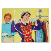 かわいいレトロなヴィンテージショッピングが好きな人たち ラージペーパーバッグ (正面)