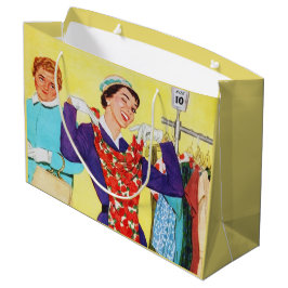 かわいいレトロなヴィンテージショッピングが好きな人たち ラージペーパーバッグ