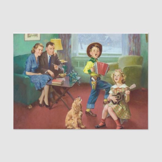 かわいいレトロなヴィンテージファミリーの切り離し 薄葉紙 (正面)