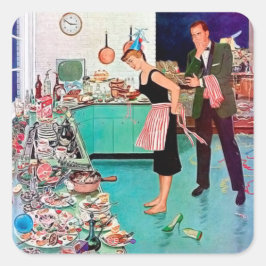 かわいいレトロなヴィンテージ清掃係 スクエアシール