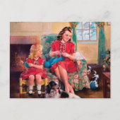 かわいいレトロなヴィンテージ編み物 ポストカード (正面)