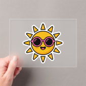 かわいいレトロな太陽のピンクサングラスサマー アクリル招待状 (インサイチュ (ポータブル))