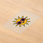 かわいいレトロな太陽のピンクサングラスサマー アクリル招待状 (レイダウン)