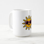 かわいいレトロな太陽のピンクサングラスサマー コーヒーマグカップ (正面左)