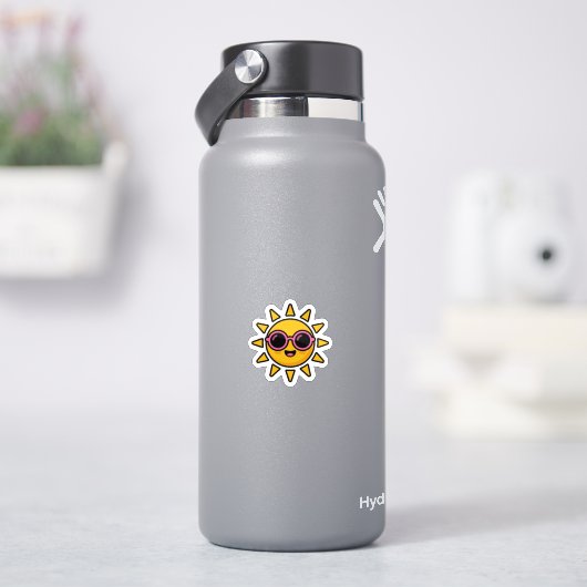 かわいいレトロな太陽のピンクサングラスサマー シール (HydroFlask)
