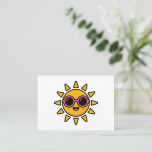 かわいいレトロな太陽のピンクサングラスサマー 名刺