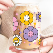 かわいいレトロな幸せなデイジーの花 ガラス缶