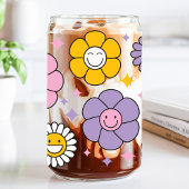 かわいいレトロな幸せなデイジーの花 ガラス缶