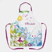 かわいいレトロな花と星、女の子のグレンジ エプロン (正面)