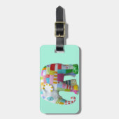 かわいいレトロな象お洒落カラフル ラゲッジタグ (正面縦)