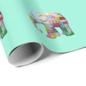 かわいいレトロな象お洒落カラフル ラッピングペーパー (ロールコーナー)