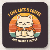 かわいいレトロねこ & コーヒー好き ヴィンテージ 70年代 ほっこり コースター (正面)