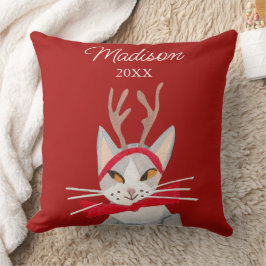 かわいいレトロねこ 赤いクリスマス クッション