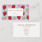 かわいいレトロのいちごの果パーソナライズされた物 名刺 (正面/裏面)