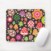 かわいいレトロのきのこの花の葉のマウスパッド マウスパッド (マウス)