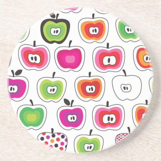 かわいいレトロのりんごパターン コースター (正面)