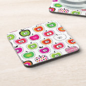 かわいいレトロのりんごパターン コースター (左側)