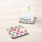 かわいいレトロのりんごパターン コースター (右側)