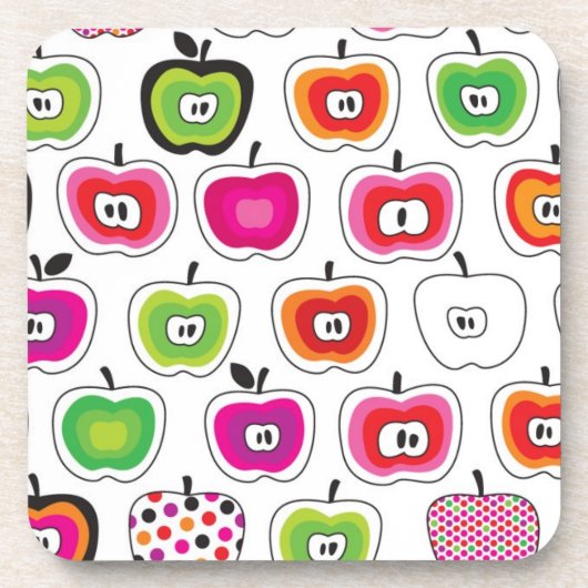 かわいいレトロのりんごパターン コースター (正面)