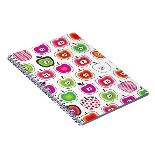 かわいいレトロのりんごパターン ノートブック (右側)